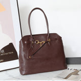 Light luxury portable large-capacity commuter briefcase New women's bag retro tote bag top layer vegetable tanned cowhide shoulder bag
