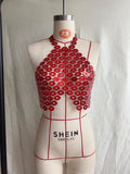 2025  LH4208 2025 New acrylic sheet thick sheet multi-layer personalized splicing fashion neck chest top small vest