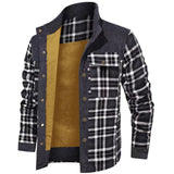 kkboxly  kkboxly  Men's Outdoor Casual Vintage Long Sleeve Plaid Flannel Hooded Shirt Jacket, Warm Thermal Trendy Jacket For Autumn Winter