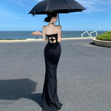 2025 Design sense tube top mopping floor long trailing dress charm aura showing thinness advanced sense toasting dress long skirt