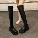 2025  Retro British style thick-soled heightening boots popular autumn and winter new knee versatile thin boots tall knight boots