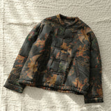 imitation fragrant cloud yarn light sports padded jacket, Guochao copper ammonia printing placket button cotton coat M22460