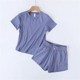 Thin running sports suit women's quick-drying and breathable loose fitness suit with pockets, summer new yoga suit D621