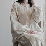 Suit Women's Spring, Cut Flower Lantern Sleeve Shirt B0217 Two-piece Set, Embroidered One-piece Strap Skirt