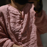 2025  23/7/Linen slave/Early autumn literary and retro soft waxy washed linen cardigan shoulder loose shirt