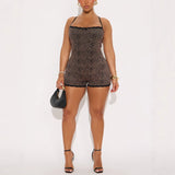 New new hot-selling fashionable and sexy leopard print suspender backless slim onesie jumpsuit