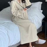 Autumn and winter lapel cardigan teddy velvet thickened thermal pajamas ins Korean version of high-end lamb wool loungewear set