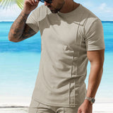KKBOXLY 2025 New summer new men's casual personalized short-sleeved T-shirt 2025 trade wholesale waffle crew neck top men's clothing