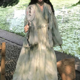 Spring dopamine wear suit loose big skirt dress long skirt C0122 sunscreen shirt cardigan C0205