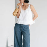 25 Summer Tencel Hemp U-Neck Vest Women's Commuter Wind Loose Suspender Linen Casual Solid Color Sleeveless Top Cotton and Linen