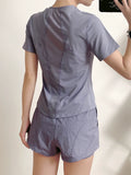 Thin running sports suit women's quick-drying and breathable loose fitness suit with pockets, summer new yoga suit D621