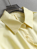 Solid color wrapped cuffs flanged lapel small flying sleeves  summer new versatile casual women's shirt C064