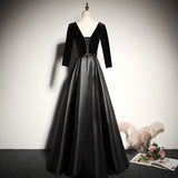 2025 Black banquet evening dress  new long  elegant art examination host chorus performance dress