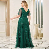 2025spring and summer new  evening dresses V collar mesh banquet performances host dress factory supply