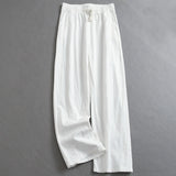Solid color thin drape breathable elastic waist loose straight-leg pants thin wide-leg pants women's pants floor-mopping casual pants K792