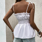 popular spring and summer New  women's clothing, lotus leaf edge waist solid color straps, sexy outer suspender top