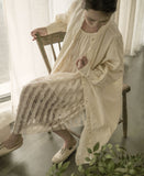 cotton jacquard striped bat-sleeved long shirt, oriental aesthetic literary stand-up collar wide cardigan S23061