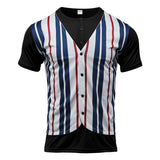 KKBOXLY 2025 popular New summer vacation two-piece T-shirt top men's n sports and leisure stripes slim-fitting crew neck short-sleeved men