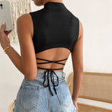 New sexy wind I-shaped sling vest summer new slim strap solid color short sleeveless top women
