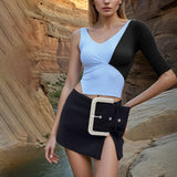 2025 Diamond-encrusted black skirt women's  spring new  style temperament heavy industry belt design A-word short skirt women