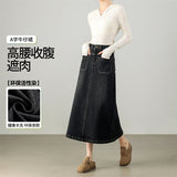 Customized spring new A-shaped half-body denim skirt fashionable high-waisted umbrella skirt retro versatile and thin denim skirt women
