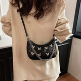 KKBOXLY 2025 Niche bow decorative armpit bag women's popular new chain Spice girl handbag premium pleated messenger bag
