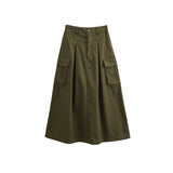 Tooling retro loose straight skirt  new pure cotton imitation tencel advanced sense thin medium and long skirt clearance