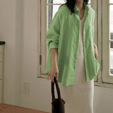 Korean corduroy dopamine solid color shirt sweet and fresh stacked inside jacket retro modern shirt