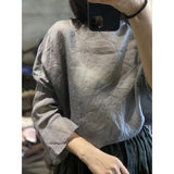 2025    22/6 small master, literary and retro light and casual pullover, one-word collar summer sunscreen ramie shirt