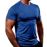 KKBOXLY popular new solid color fitness clothes men's T-shirt quick-drying breathable sports running training tights men's top