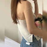 new Korean version V-neck small suspender summer, sexy sleeveless short with white vest top inside can be worn outside