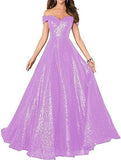 2025Popular trade dress  new one-word shoulder off-the-shoulder dress women's long sequined ball evening dress