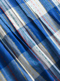 Blue plaid loose and thin pure cotton round neck Japanese literary sleeveless pinch pleated vest skirt women's dress dress X545