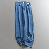 Lyocell cool thin soft and comfortable loose straight-leg pants show long legs versatile wide-leg women's pants jeans C047