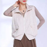 2025 counter cotton vest women's fashionable high-end pleated autumn and winter thick outer wear sleeveless jacket, loose top