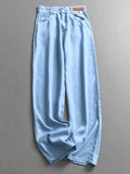 Lyocell cool thin soft and comfortable loose straight-leg pants show long legs versatile wide-leg women's pants jeans C047