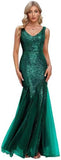 2025New Fishtail Evening Dress  New V-Neck Sexy Long Formal Ball Sequins Party Dress Woman