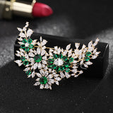 2025 New Korean version retro geometric corsage emerald zircon fashion suit pin suit accessories flower brooch women