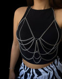 2025  LH4242 2025 New hot-selling metal chain purely handmade multi-tassel sexy splicing neck body chain