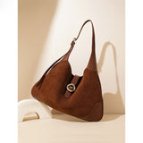 2025 popular large capacity suede tote bag women's underarm bag popular new shoulder bag retro, commuter cowhide small