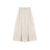 Tooling retro loose straight skirt  new pure cotton imitation tencel advanced sense thin medium and long skirt clearance