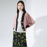 2025 Knitted cardigan autumn women's loose bat sleeve single-breasted temperament Korean version of gentle style versatile long-sleeved cardigan jacket