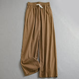 Solid color thin drape breathable elastic waist loose straight-leg pants thin wide-leg pants women's pants floor-mopping casual pants K792