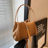 KKBOXLY 2025 Korean version of portable pleated rhombus bag women's popular new fashionable solid color versatile shoulder bag simple casual messenger bag