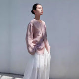 New Chinese Top Shirt Spring Jacket Women's Dopamine National Style Women's Cardigan Purple Embroidered Cardigan B0323
