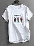 Cartoon embroidery thin meat cover straight cylinder collar  summer new age reduction versatile short-sleeved women's T-shirt Z926