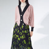 2025 Knitted cardigan autumn women's loose bat sleeve single-breasted temperament Korean version of gentle style versatile long-sleeved cardigan jacket
