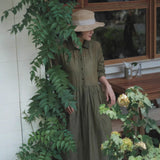 Fashion suit women's two-piece set high-end retro literary vest ramie long-sleeved spring and summer dress A0759