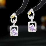 2025 S925 silver needle simple fashion temperament earrings high sense geometric creative design irregular square zircon earrings