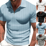 KKBOXLY 2025 n heavy cotton rod elastic jacquard men's short-sleeved polo shirt men's new casual men's summer t-shirt